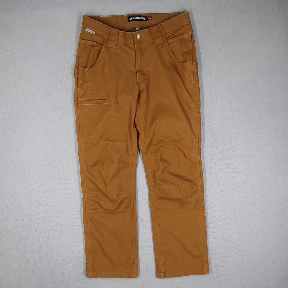 Wolverine Mens Brown Canvas Work Pants Reinforced Knee Utility 32x30 Stretch